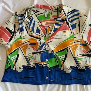 Colorful 90s Patterned Zara Boxy Crop Top